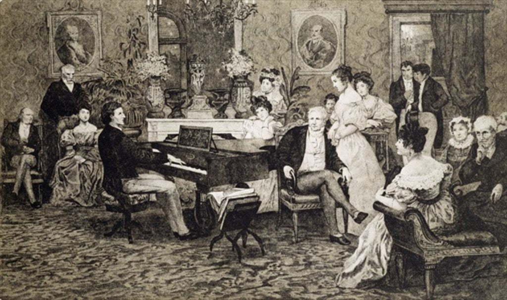 Detail of Frederic Chopin playing in the salon of the musician and composer Prince Anthony Radziwill in 1829 by Anonymous