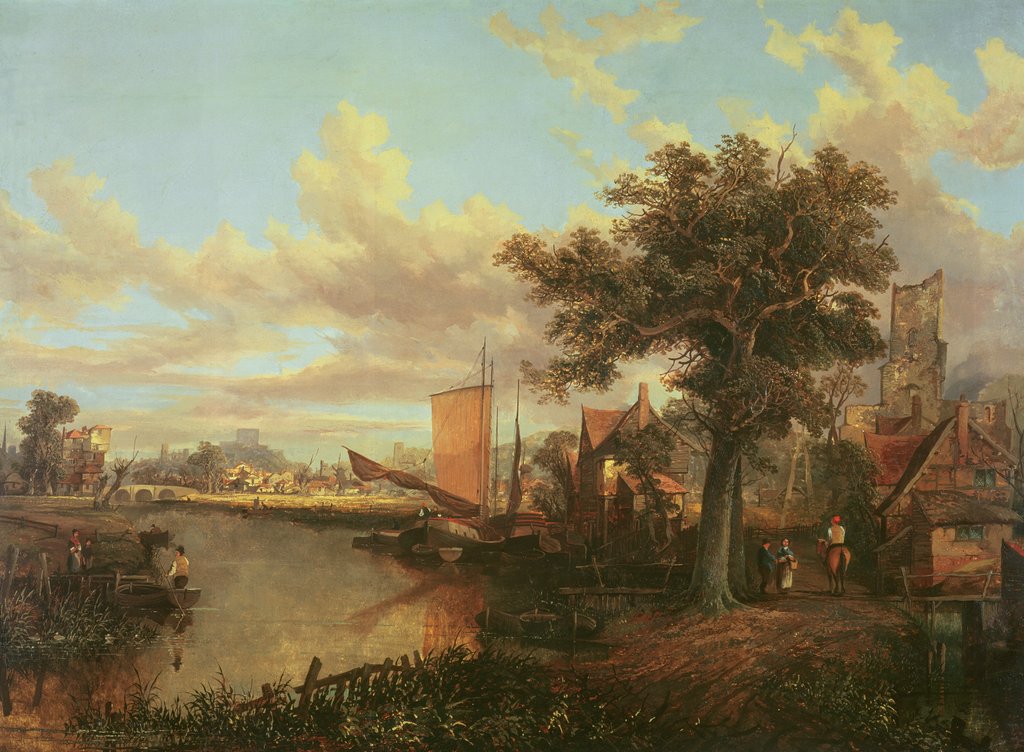 Detail of The River Yare with a distant view of Norwich, c.1840 by English School