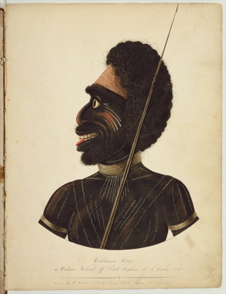 Detail of Cobbawn Wogi, native chief of Port Stephen, NSW, 1820 by Richard Browne