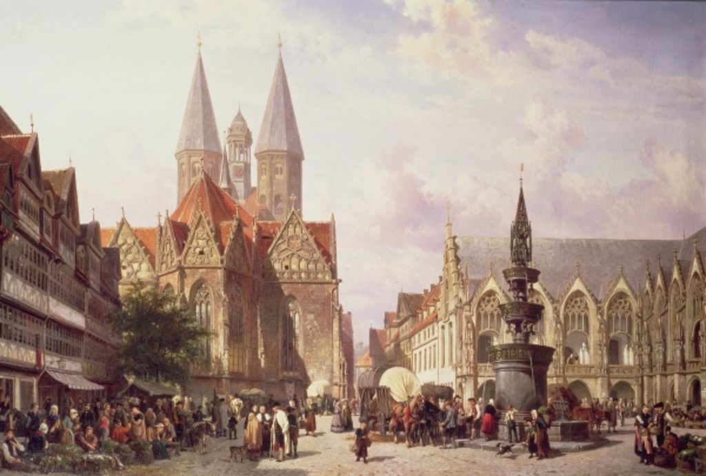 Detail of Market Scene at Braunschweig by Cornelius Springer