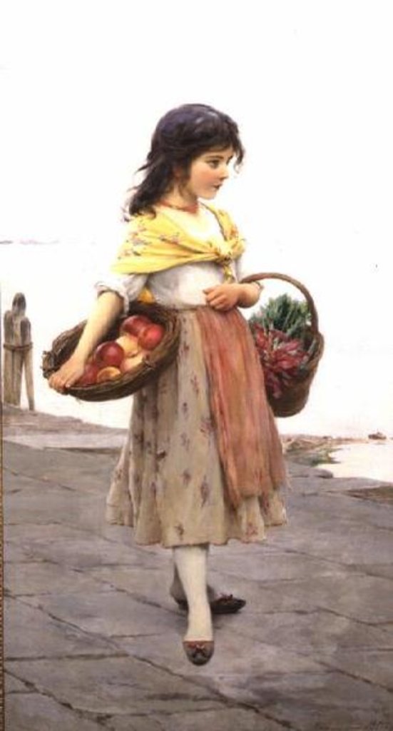 Detail of Young Girl Selling Fruits and Vegetables by Eugen von Blaas