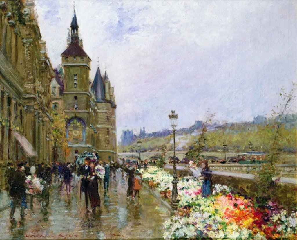 Detail of Flower Sellers by the Seine by Georges Stein