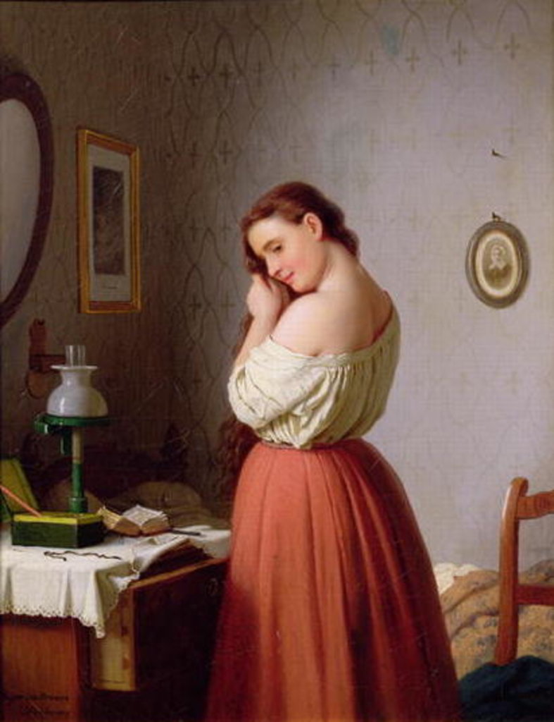 Detail of Young Woman Plaiting her Hair by Meyer von Bremen