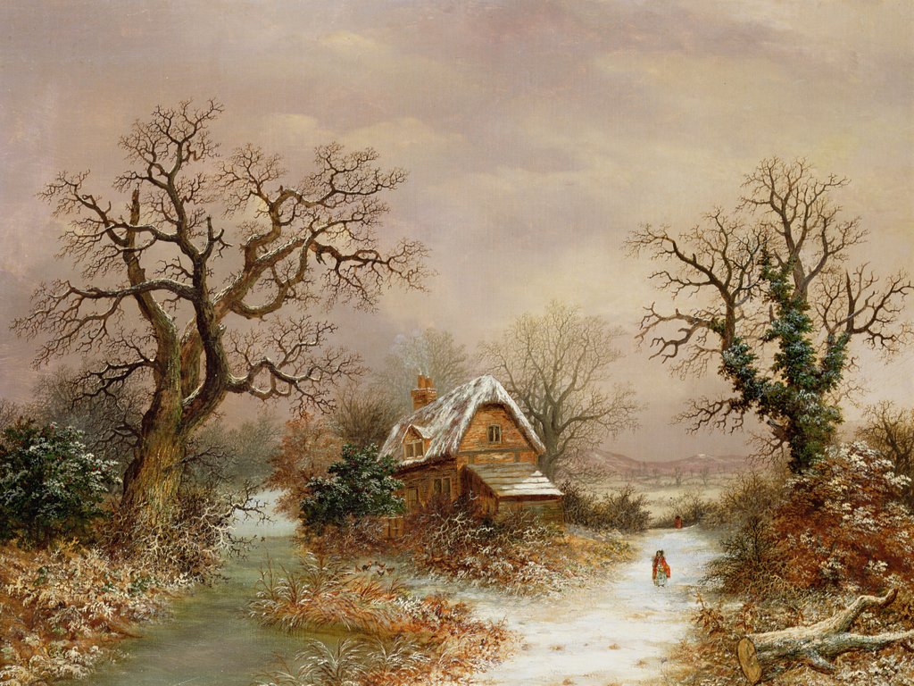 Detail of Little Red Riding Hood in the Snow, 19th century by Charles Leaver