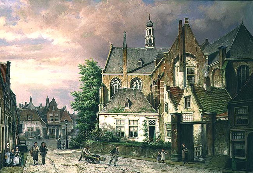 Detail of Two Men with a Cart by Willem Koekkoek