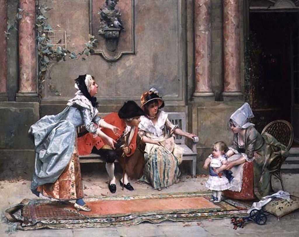 Detail of The First Steps by Emile August Pinchart