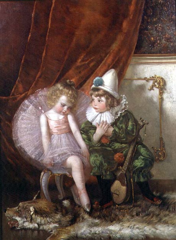 Detail of Pierrot and Pierrette by Edmond Louyot