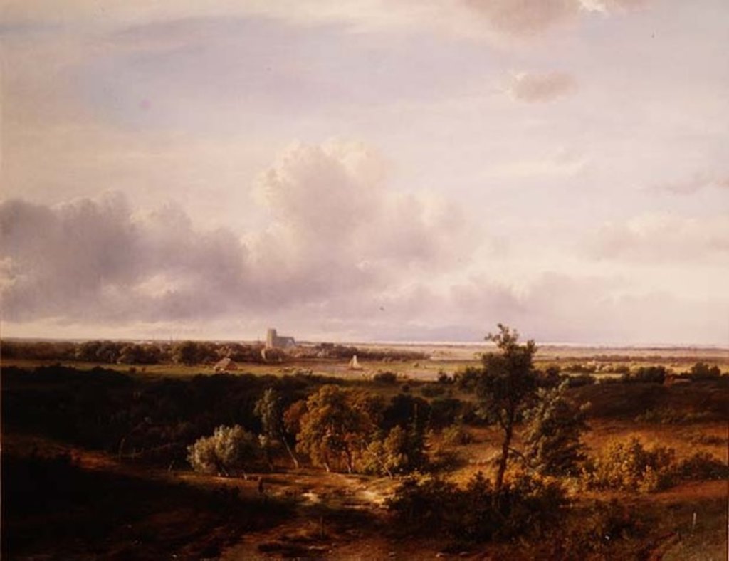 Detail of Dutch Landscape, 19th century by Pieter Lodewijk Francisco Kluyver