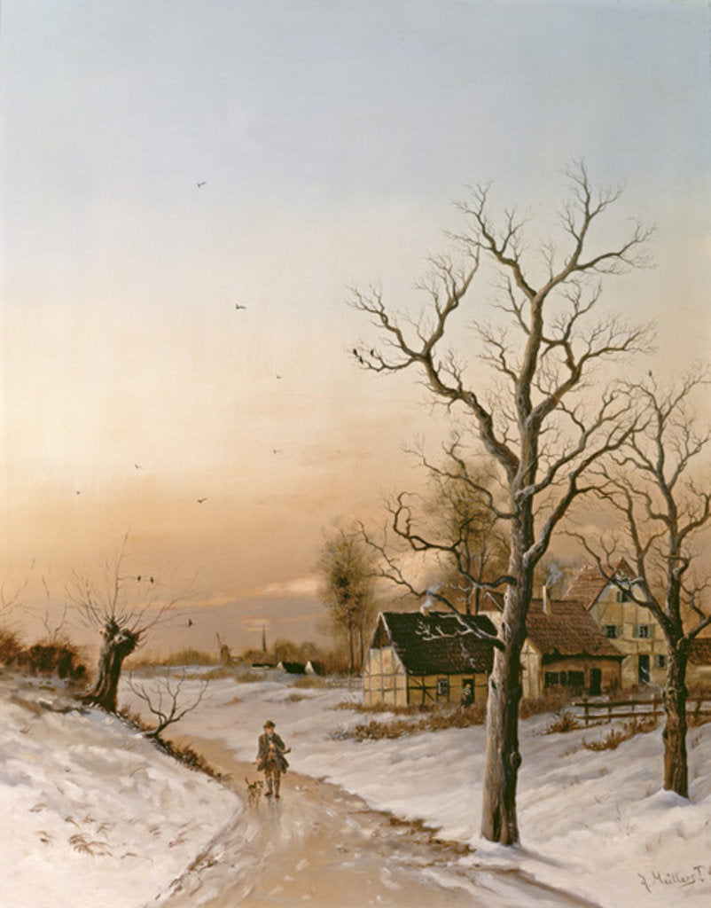 Detail of The Gamekeeper Going Home by F. Muller