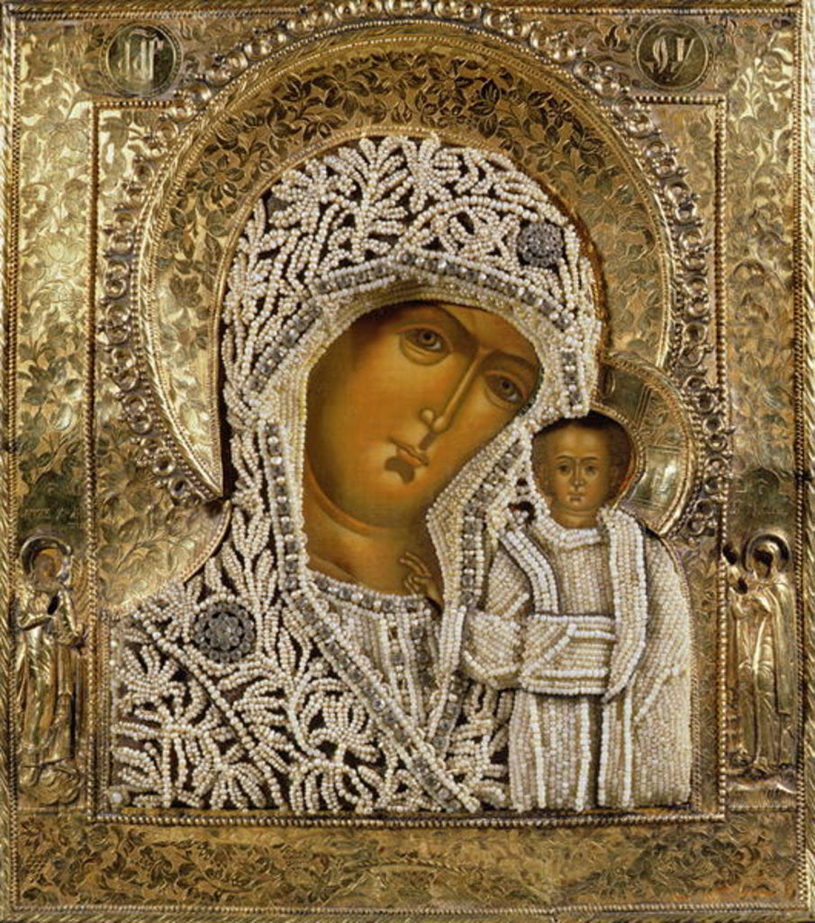 Detail of Detail of an icon showing the Virgin of Kazan by Yegor Petrov, Moscow, 1788 by Russian School