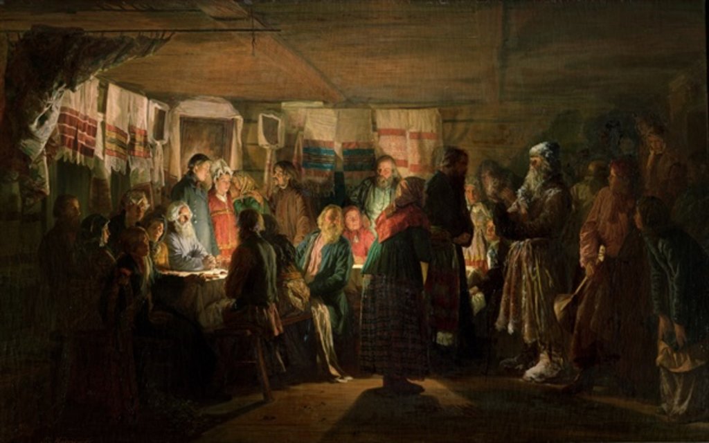 Detail of The Visit of a Sorcerer to a Peasant Wedding, 1875 by Vasili Maksimovich Maksimov