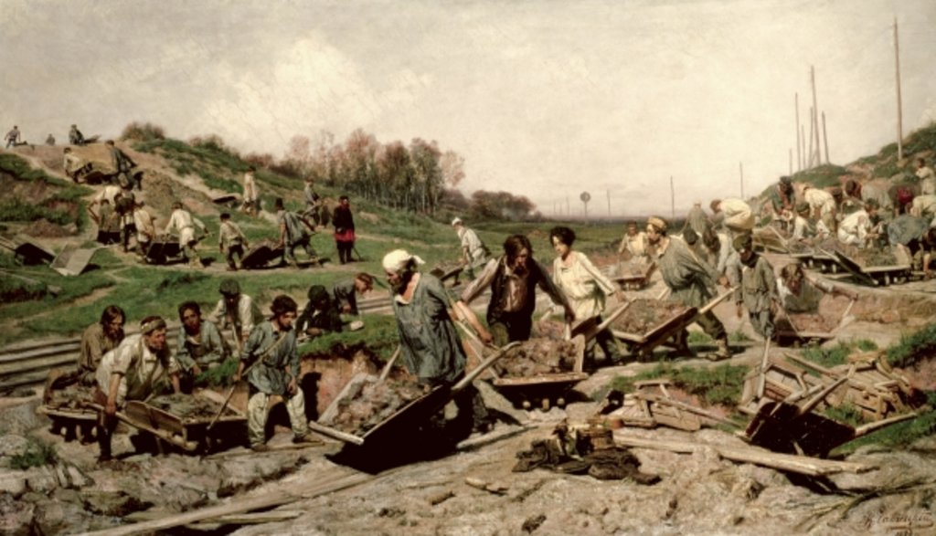 Detail of Repairing the Railway, 1874 by Konstantin Apollonovich Savitsky