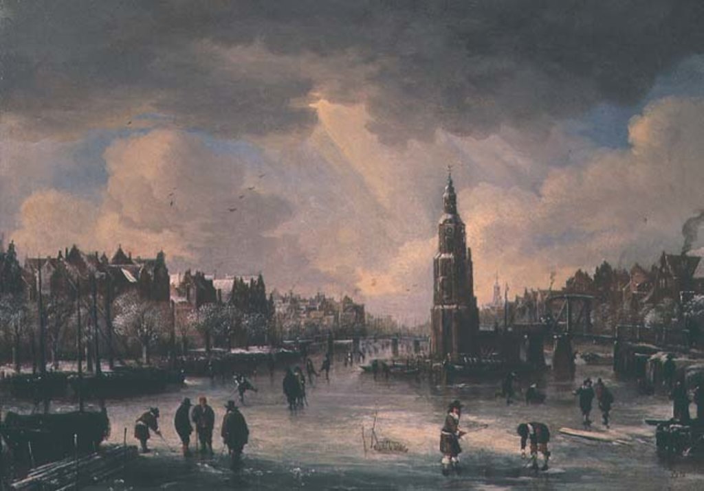 Detail of Town on a Frozen River by Aert van der Neer