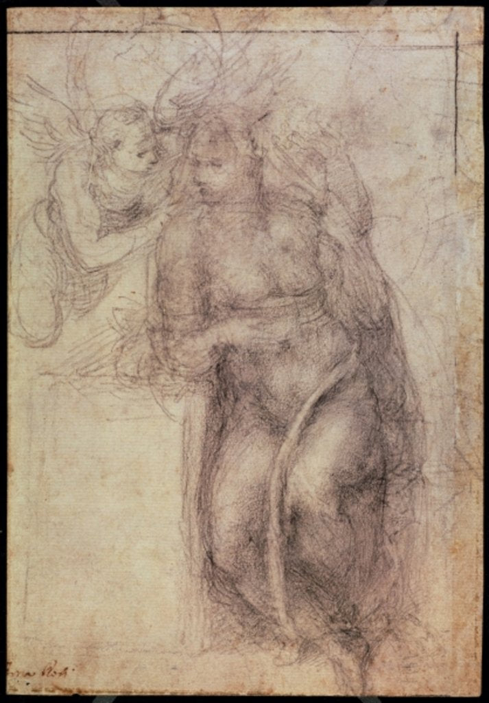 Detail of Inv.1895-9-15-516.recto Study for the Annunciation, 1547 by Michelangelo Buonarroti