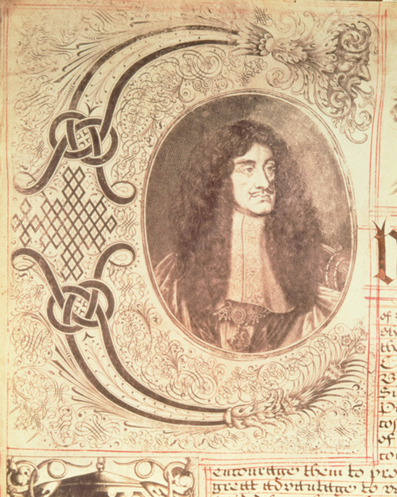 Detail of Portrait of Charles II from the Hudson's Bay Company Charter, 2nd May 1670 by English School