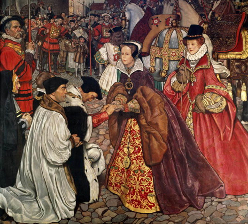 Detail of Queen Mary and Princess Elizabeth entering London in 1553, 1910 by John Byam Liston Shaw