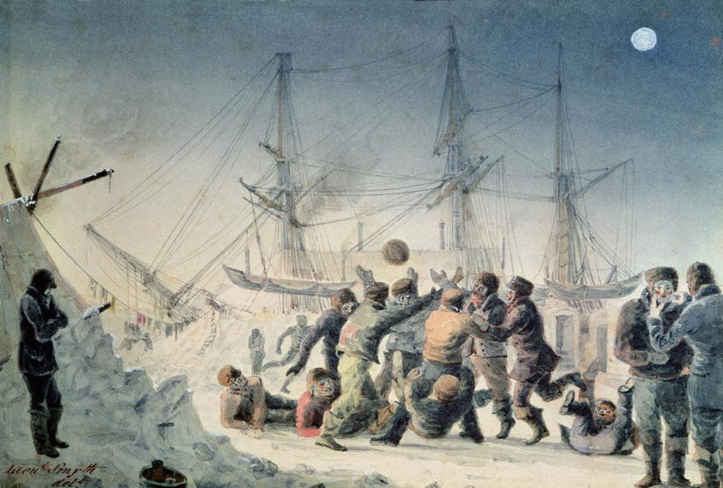 Detail of Incidents on a Trading Journey: Men Playing Football on Board HMS 'Terror', 1836 by Lieutenant Smyth