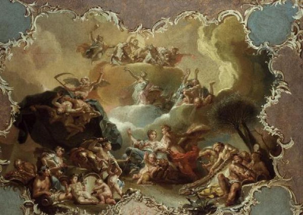 Detail of Modello for a ceiling decoration depicting Ceres with the fruits of the earth with Time overcoming Envy and Flora offering Flowers to Apollo by Martin Knoller