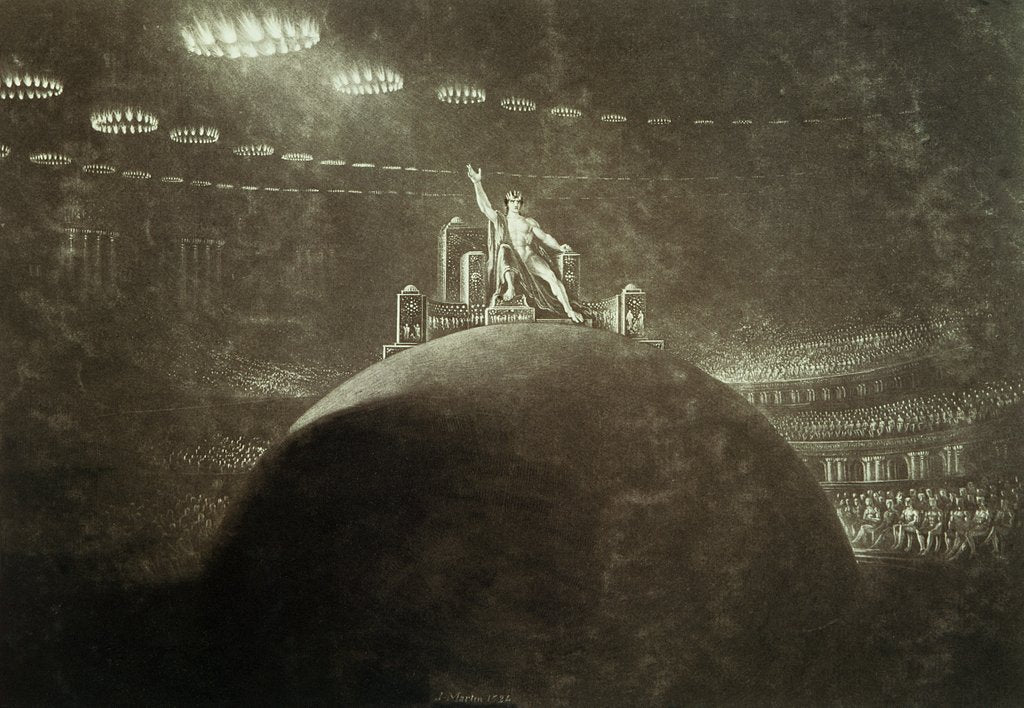 Detail of Satan presiding at the Infernal Council, 1824 by John Martin