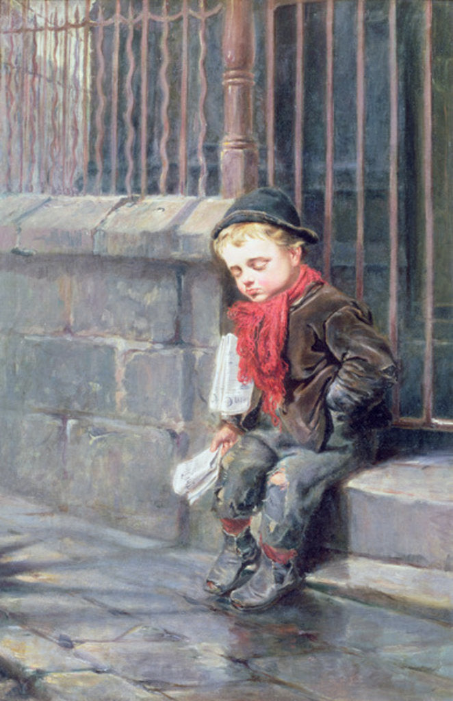 Detail of The News Boy by Ralph Hedley