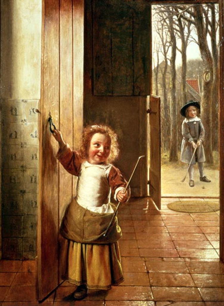 Detail of Children in a Doorway with 'Golf' Sticks, c.1658-60 by Pieter de Hooch