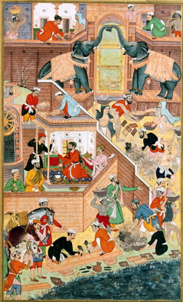 Detail of The building of the Fathpur Sikri Palace by Indian School