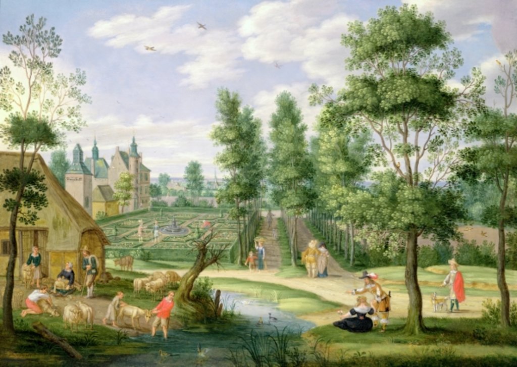 Detail of Figures in the Grounds of a Country House by Isaak van Oosten