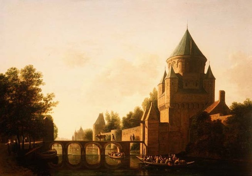 Detail of Evening View of the Kleine Houtpoort in Haarlem by Gerrit Adriaensz Berckheyde