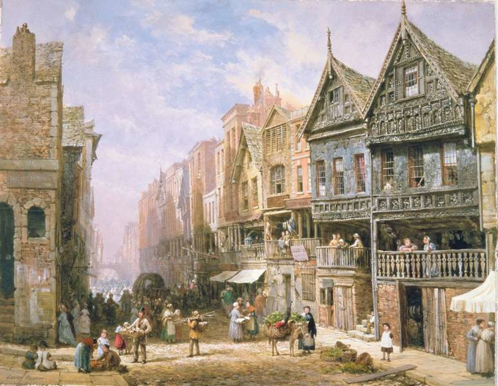 Detail of Watergate Street, looking towards Eastgate, Chester, c.1870 by Louise Ingram Rayner