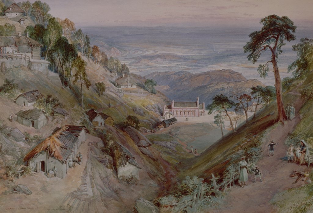 Detail of The Plains, Landour Church, Mussoorie, 1884 by William 'Crimea' Simpson