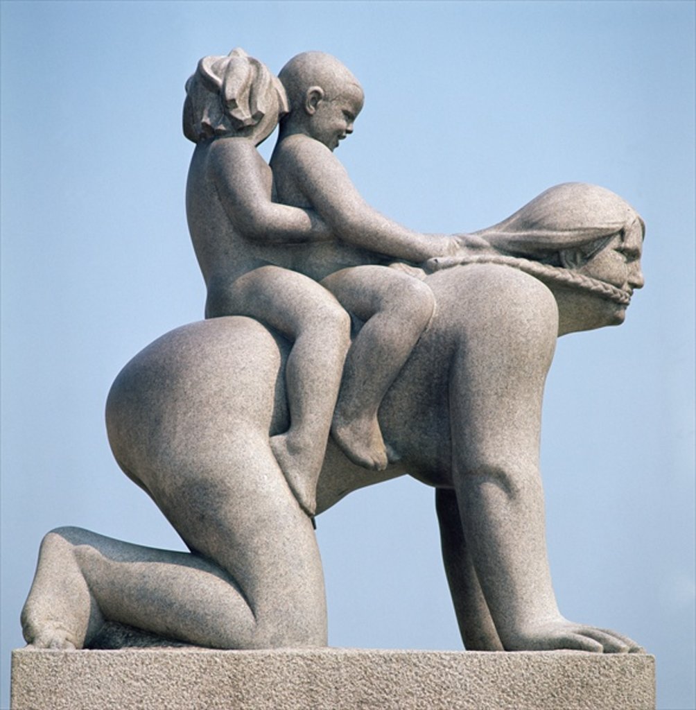 Detail of Woman with two children riding on her back by Gustav Vigeland