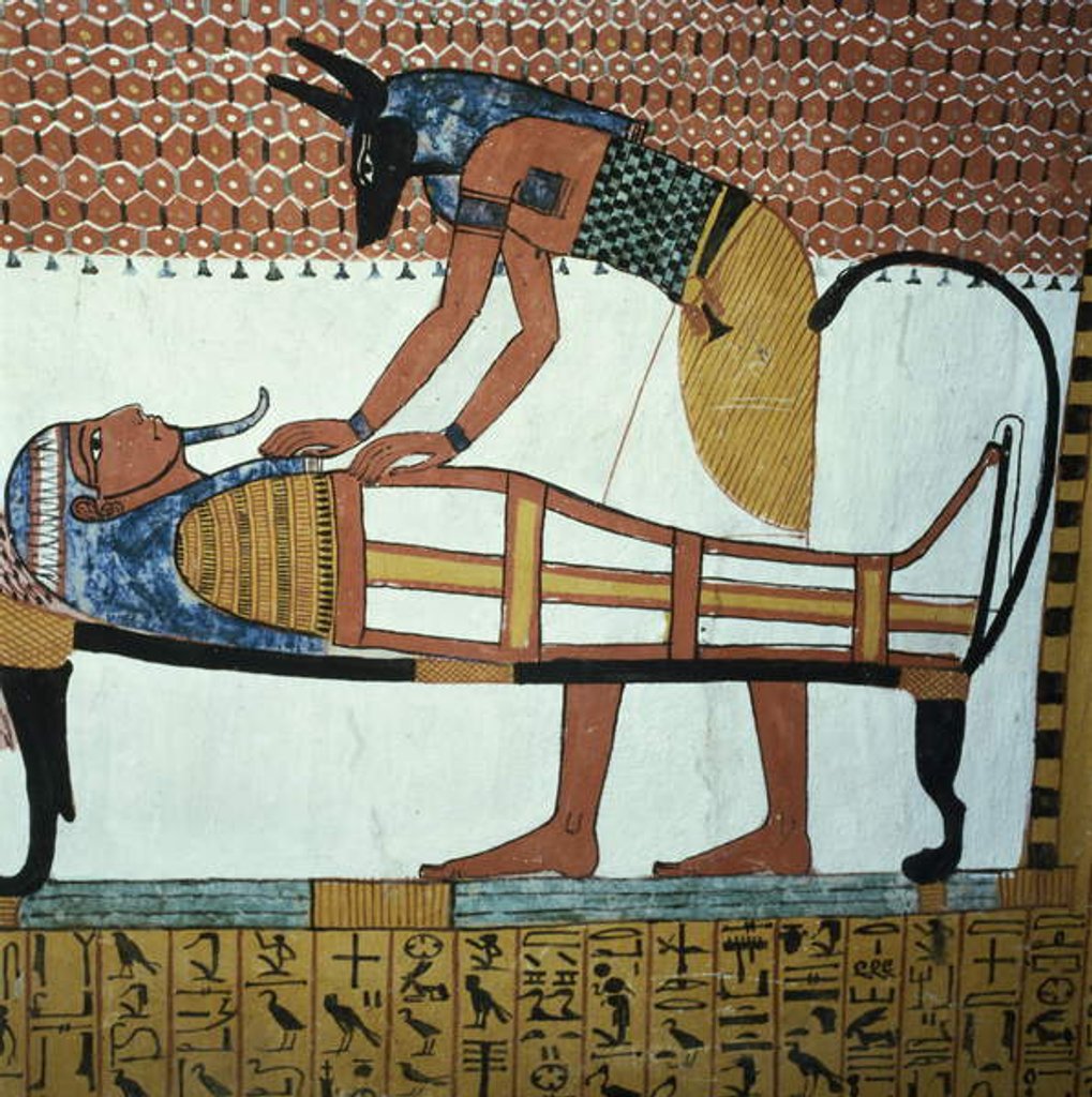 Detail of Anubis and a Mummy by Egyptian 19th Dynasty