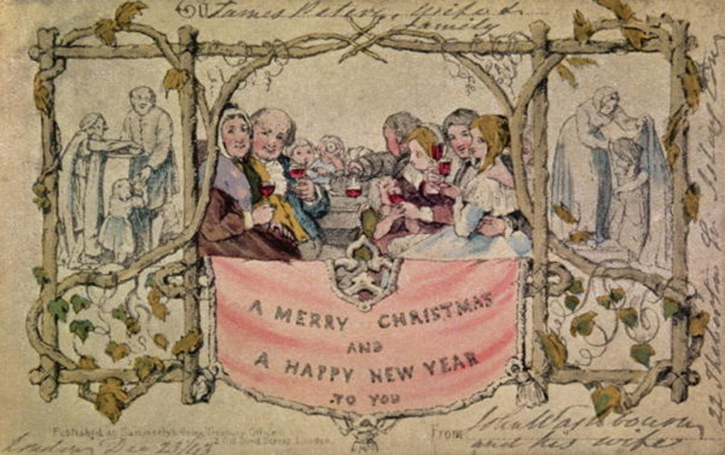 Detail of Christmas Card, example of the first known Christmas card being used, 1843 by John Callcott Horsley