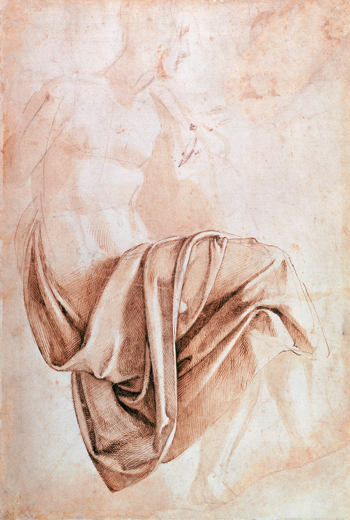 Detail of Inv. 1887-5-2-118 Recto Study of drapery by Michelangelo Buonarroti