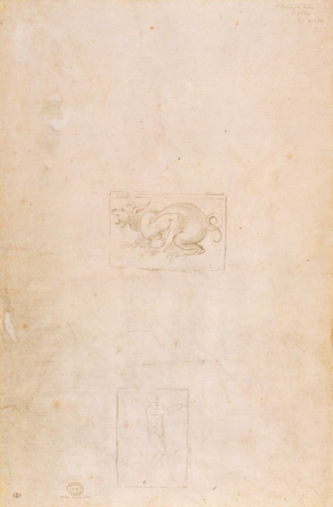 Detail of W.54 Study of a dragon by Michelangelo Buonarroti