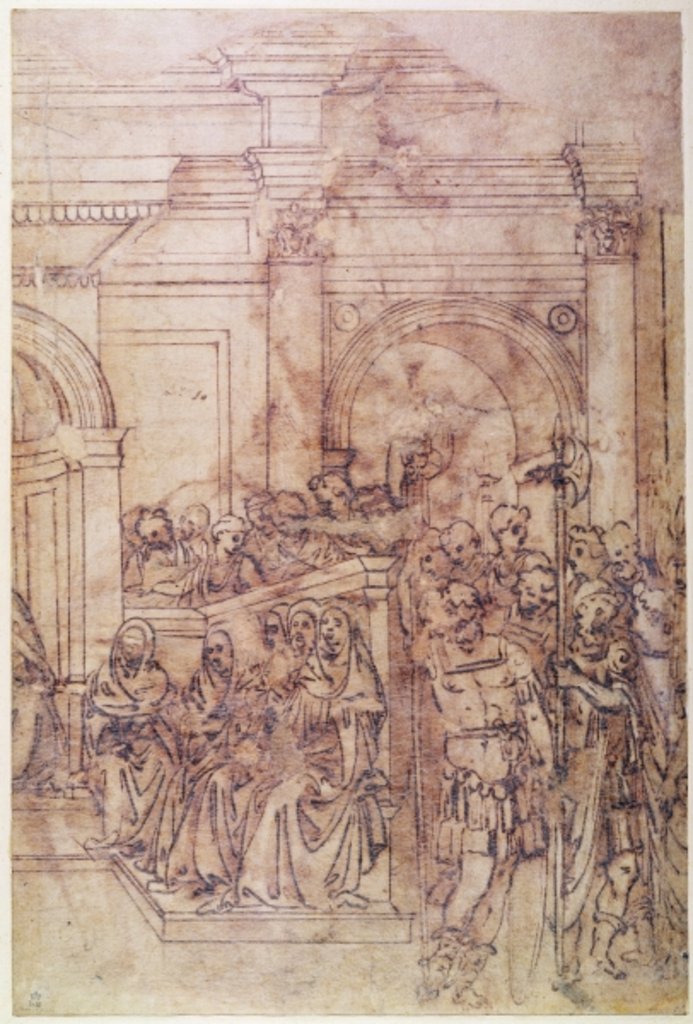 Detail of W.29 Sketch of a crowd for a classical scene by Michelangelo Buonarroti