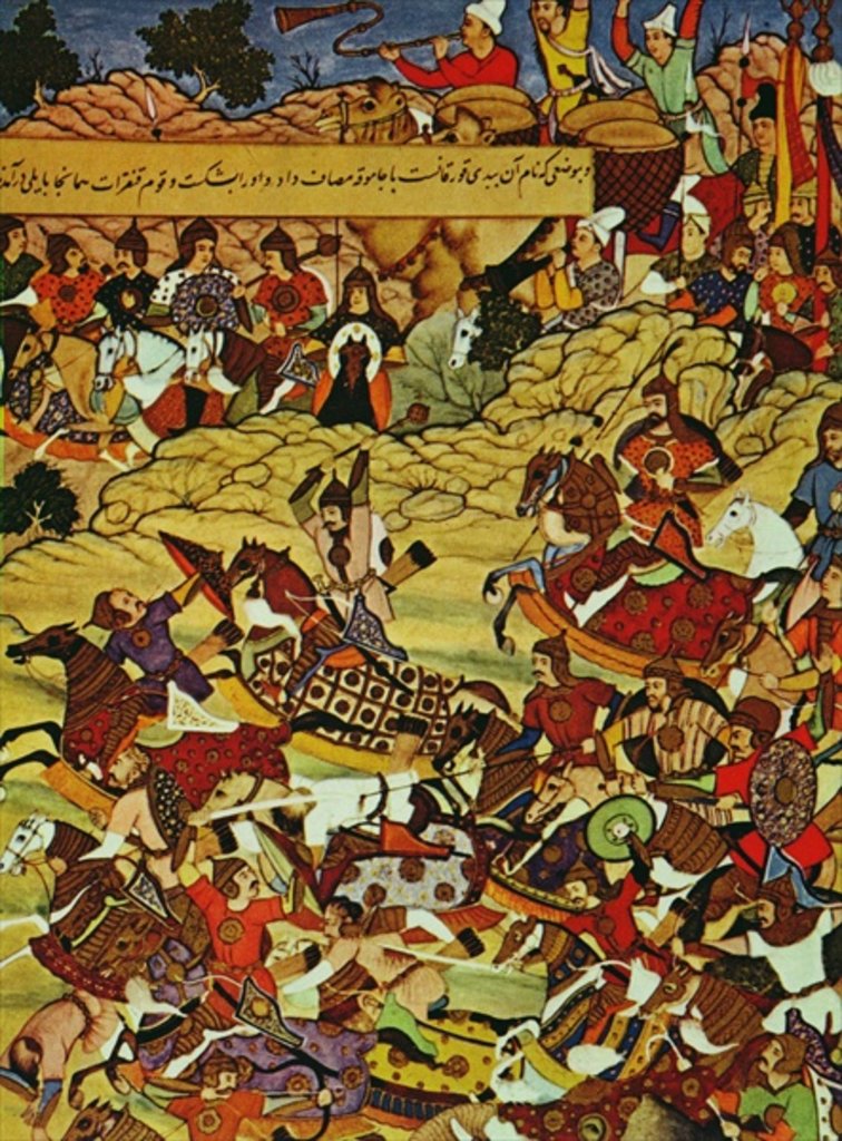 Detail of Genghis Khan in battle, preceded by Gebe, one of his generals by Anonymous