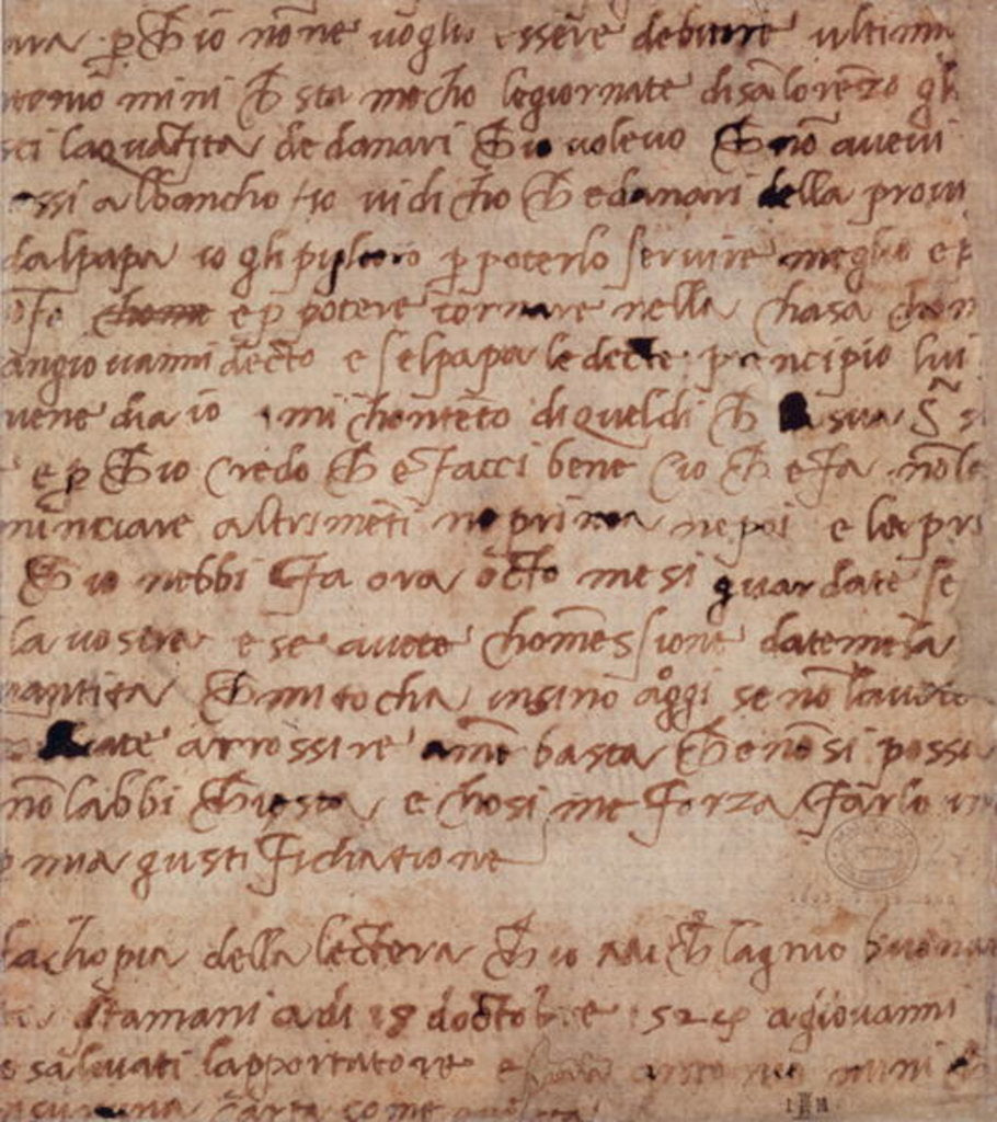 Detail of 1895-9-15-503 W.34v Page of handwriting by Michelangelo Buonarroti