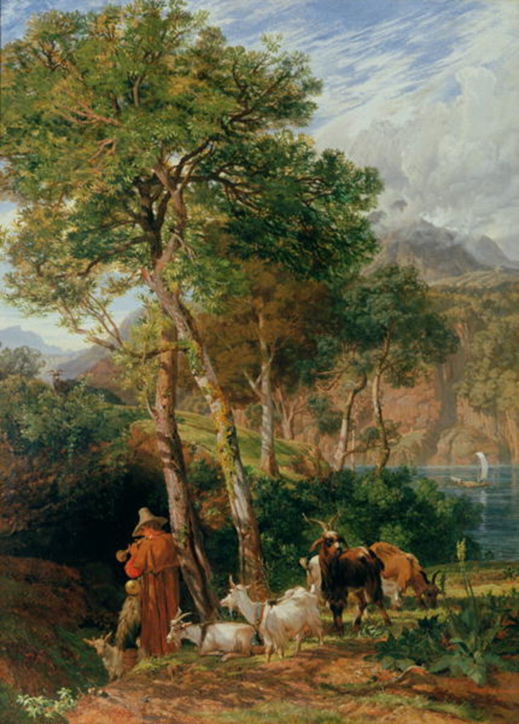 Detail of The Shores of Lake Lecco by Frederick Lee Bridell