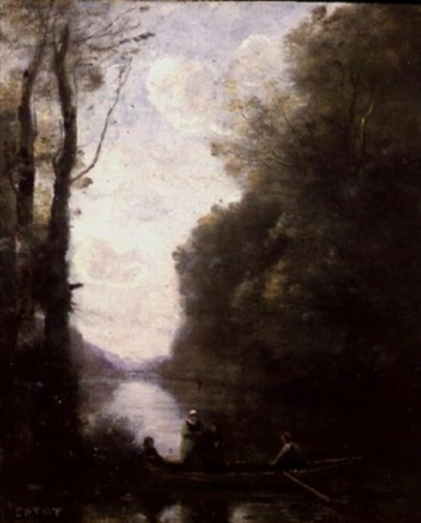 Detail of The Ferryman Leaving the Bank with Two Women, 1865 by Jean Baptiste Camille Corot