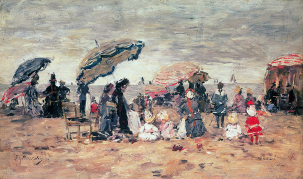 Detail of Parasols on the Beach, Trouville, 1886 by Eugene Louis Boudin
