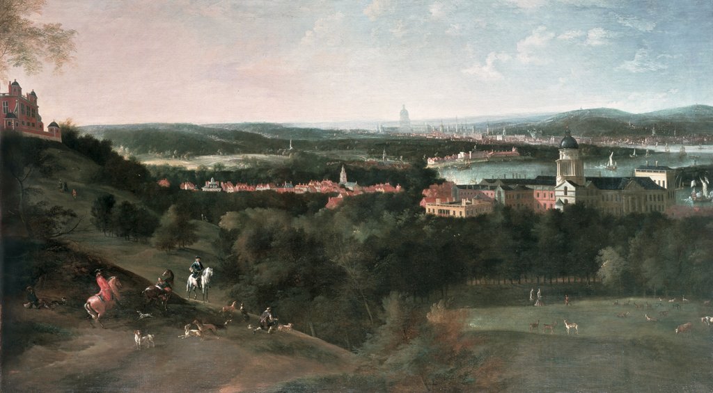 Detail of View across Greenwich Park towards London, Painted for Louis XV in Paris by Jean Rigaud