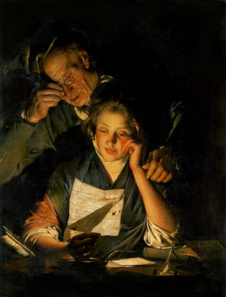 Detail of A Girl reading a Letter, with an Old Man reading over her shoulder, c.1767-70 by Joseph Wright of Derby