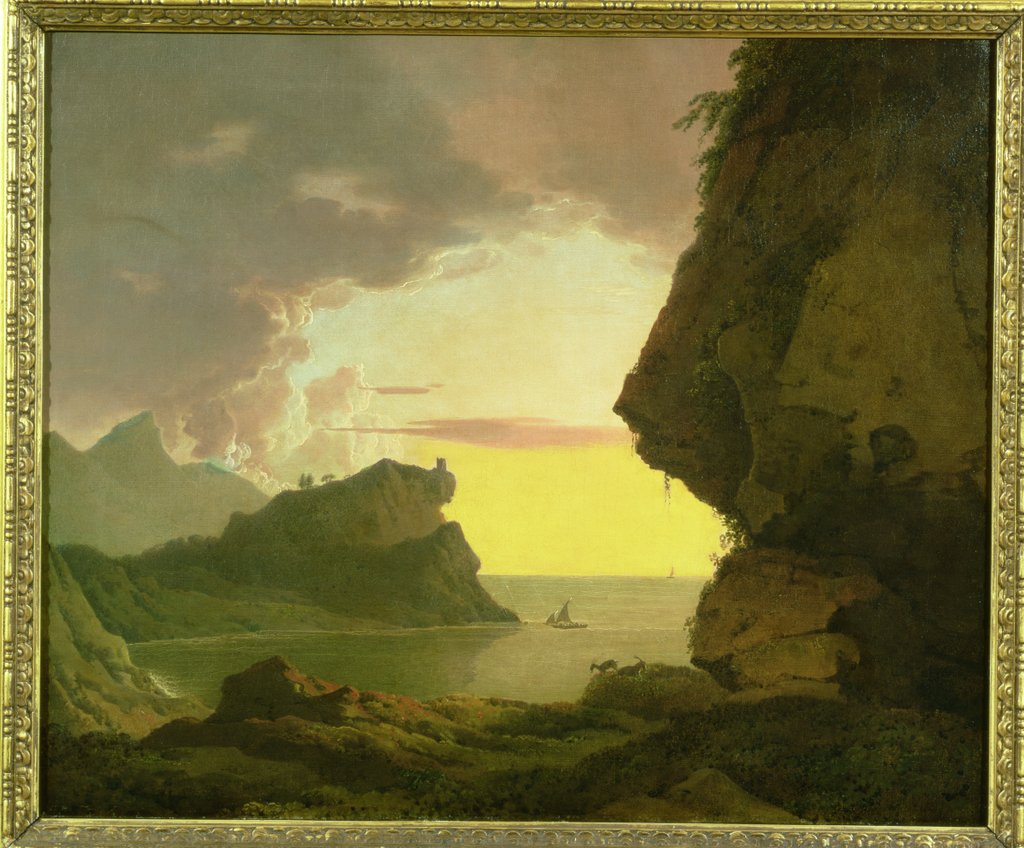 Detail of Sunset on the Coast near Naples, c.1785-90 by Joseph Wright of Derby
