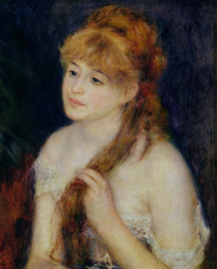 Detail of Young Woman Braiding Her Hair, 1876 by Pierre Auguste Renoir