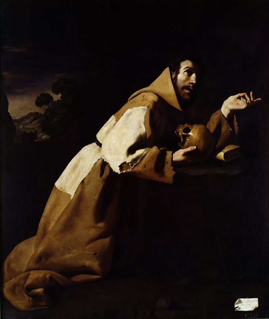 Detail of St. Francis in Meditation, 1639 by Francisco de Zurbaran