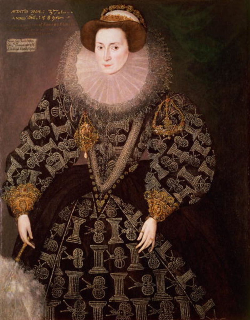 Detail of Frances Clinton, Lady Chandos, 1589 by Hieronymus Custodis