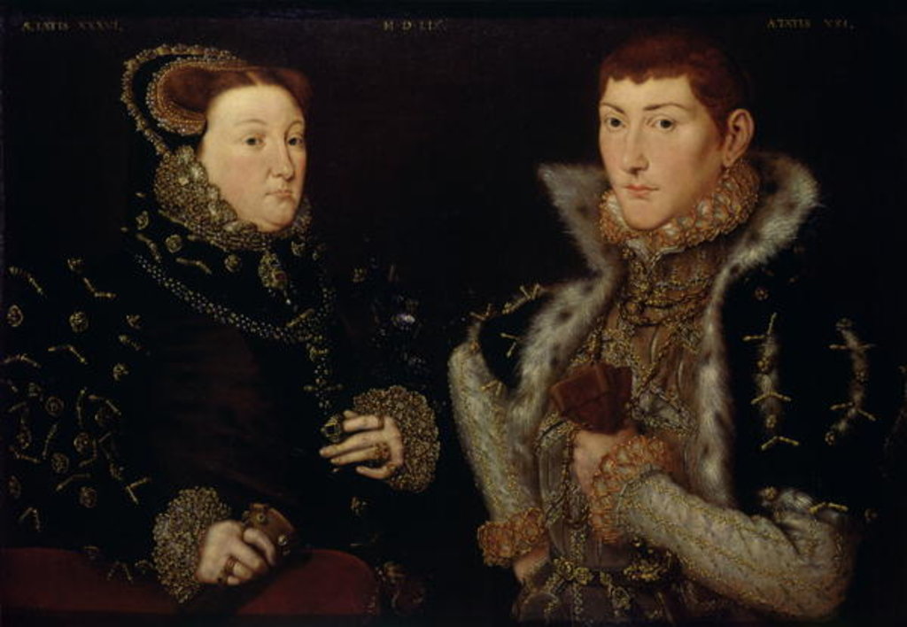 Detail of Lady Mary Nevill and her son Gregory Fiennes, 1559 by Hans Eworth or Ewoutsz