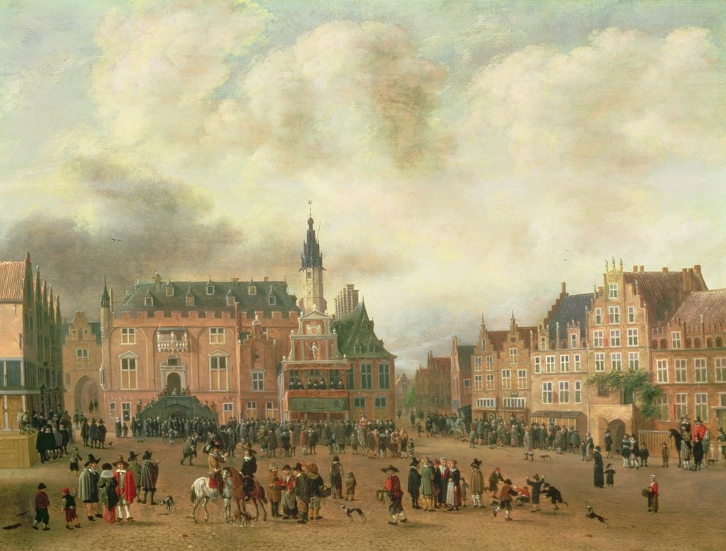 Detail of Announcement of the Peace of Breda in the Grote Markt, Haarlem, c.1667 by Gillis Rombouts