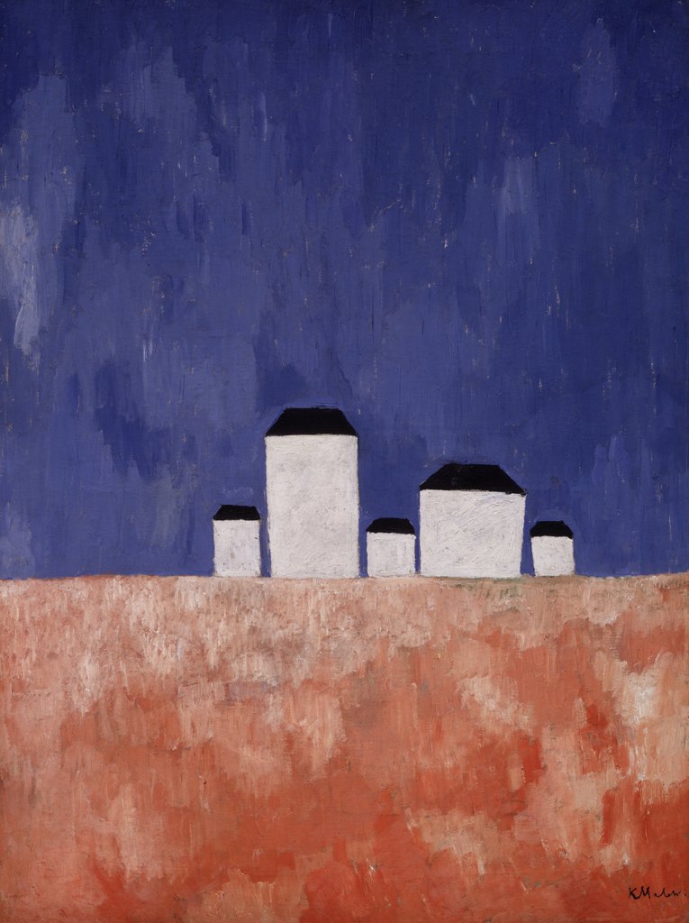 Detail of Landscape with Five Houses, c.1932 by Kazimir Severinovich Malevich